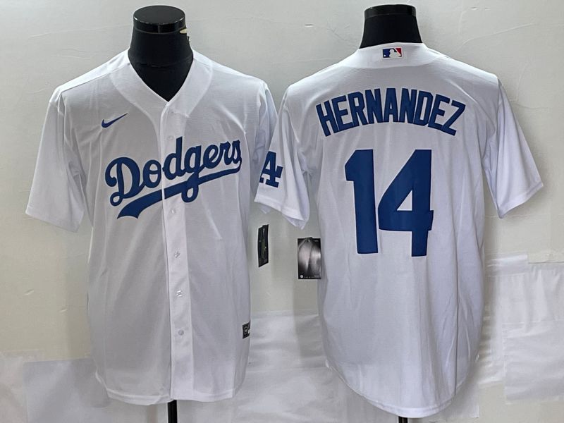 Men Los Angeles Dodgers #14 Hernandez White Nike Game 2023 MLB Jerseys